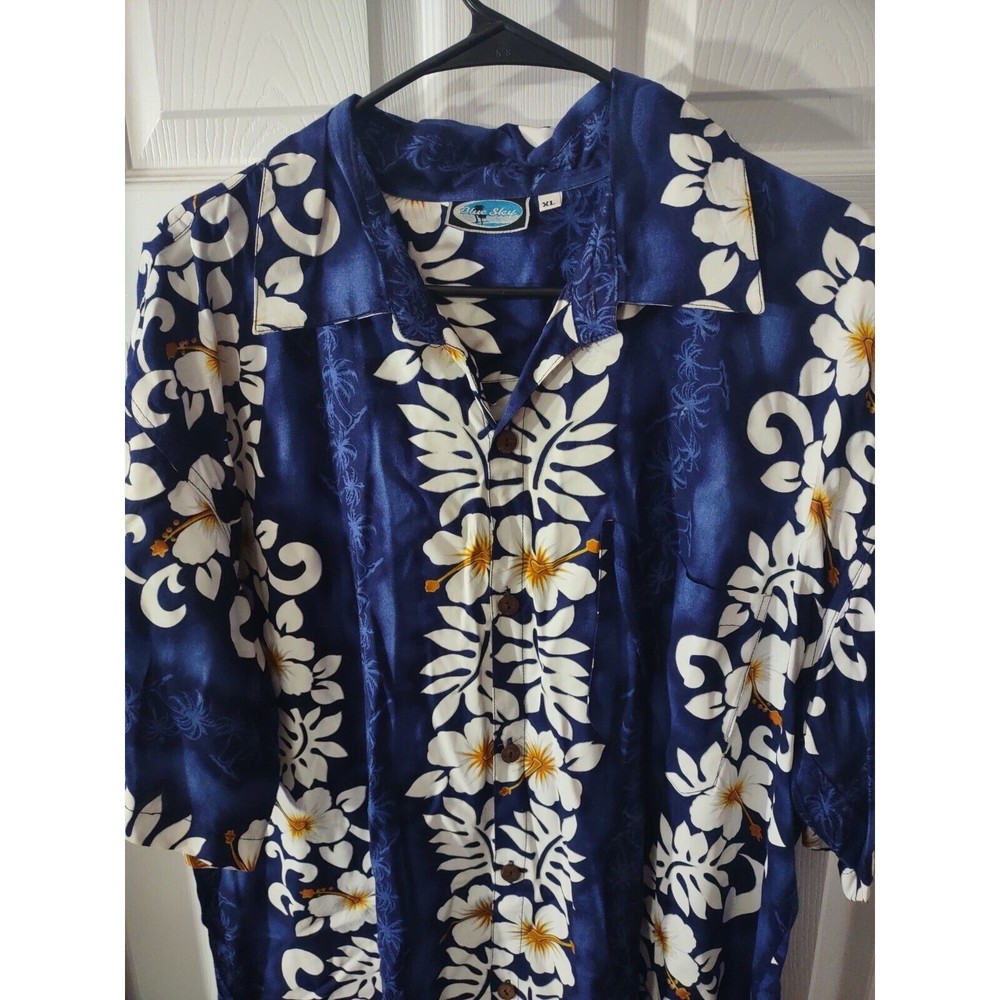 Blue Sky Shirt Size XL Blue Multicolor Floral Button down Collar Looks Big - Picture 4 of 9